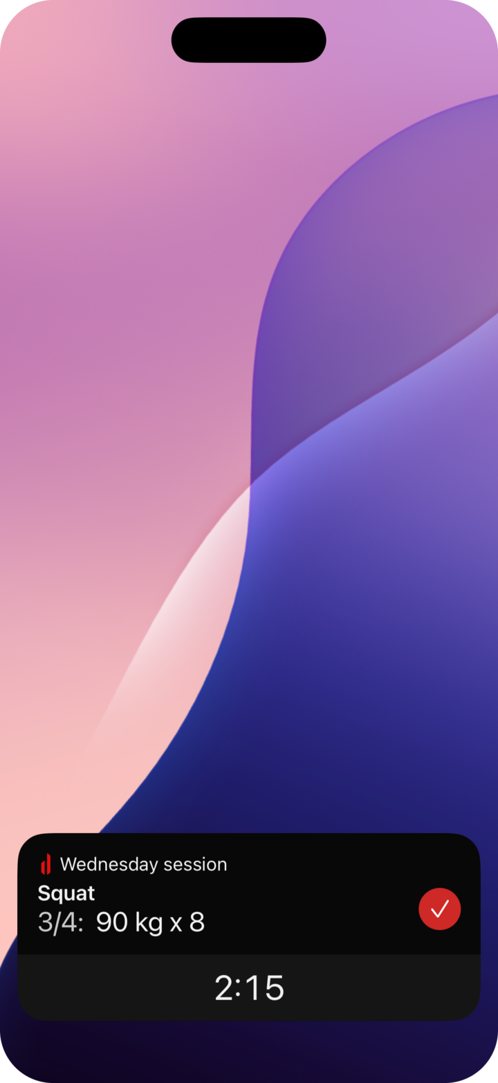 Live Activities keep the workout visible
