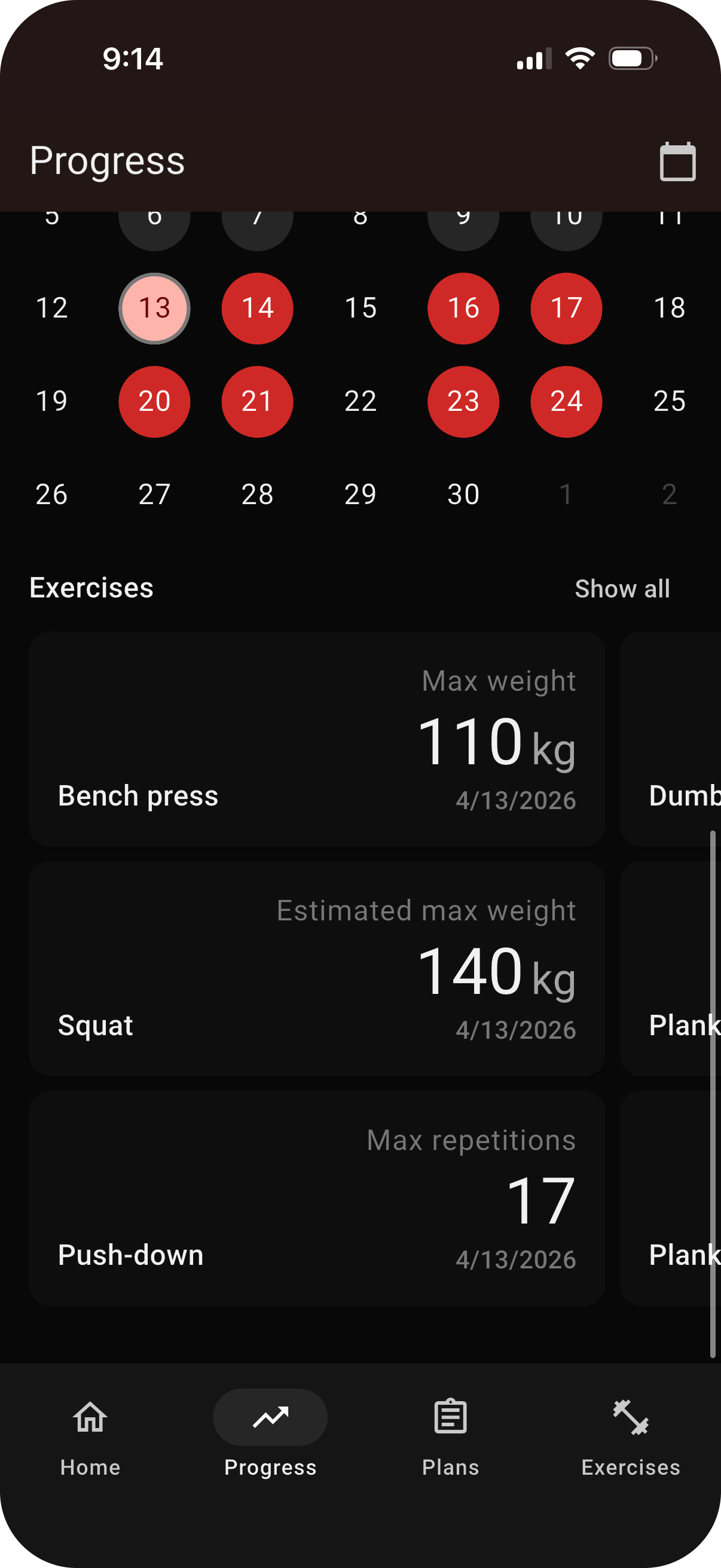 Personal records that stay tied to the exercise